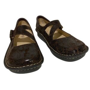 Alegria Jil Mary Jane Shoes Womens 8.5 Dark Brown Comfort Boho Gypsy Butterfly